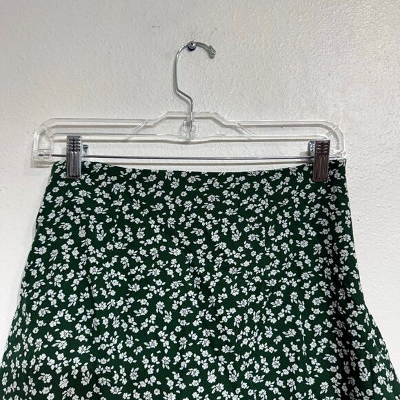 Shein Green Dreamara Ditsy Floral Print Drawstring Ruffle Hem Skirt Sz 4 NWT - Picture 7 of 11